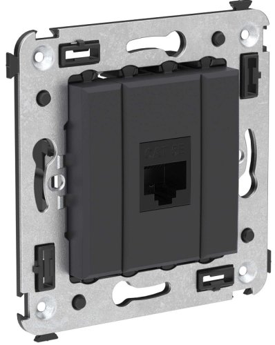 Розетка компьютерная без рамки DKC Avanti 1-м. RJ45 5е черный матовый фото Розетка компьютерная без рамки DKC Avanti 1-м. RJ45 5е черный матовый картинка